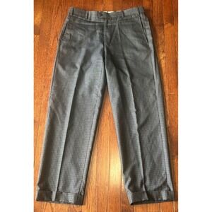 Zanella Platinum Todd Pants Blue Check 34x29 Cuffed Super 130s Wool Silk